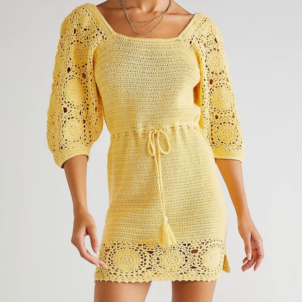 Spell Let the Sunshine In Crochet Mini Dress
